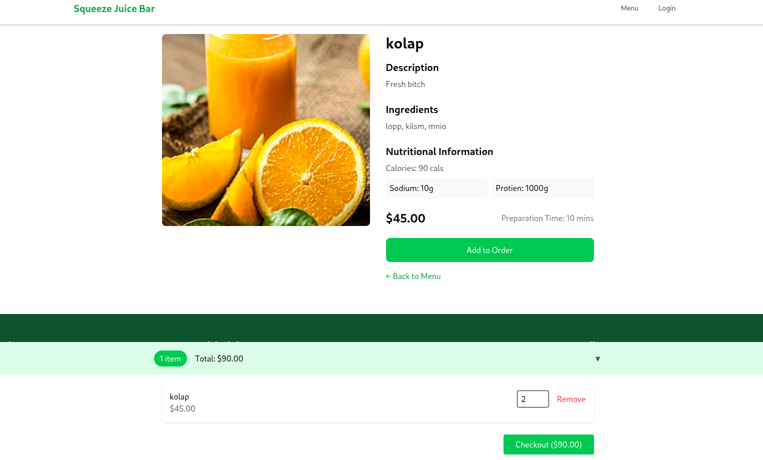 Squeeze Juice Bar screenshot